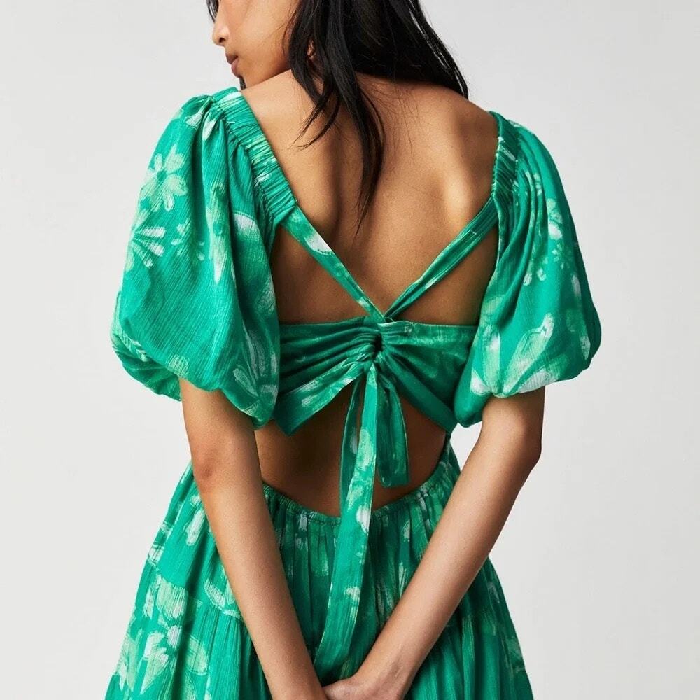 FREE PEOPLE Perfect Day Printed Dress Green S